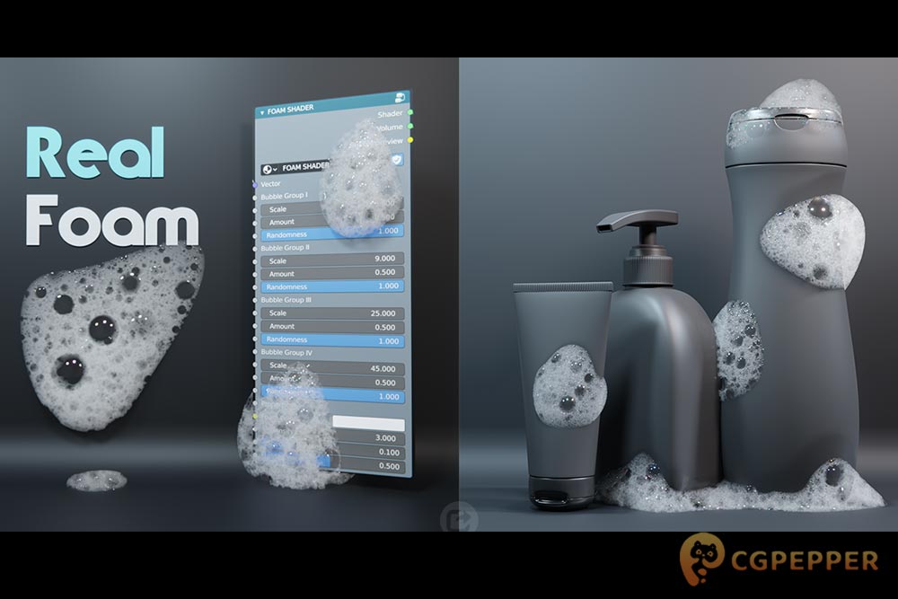 Blender真实泡沫着色器预设 Real Foam Shader V1.2 For Blender 2.9+ CGPepper专注优质三维资源